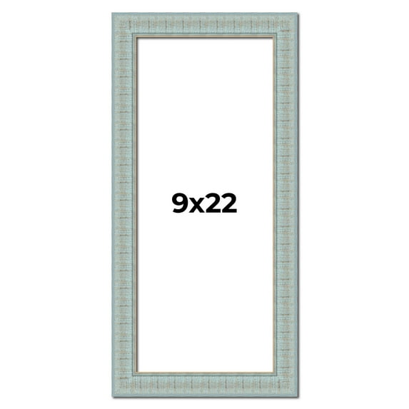 9x22 Frame Blue Teal Distressed Solid Wood Picture Frame | 1.625 Inch Moulding Width | Sonoma Blue