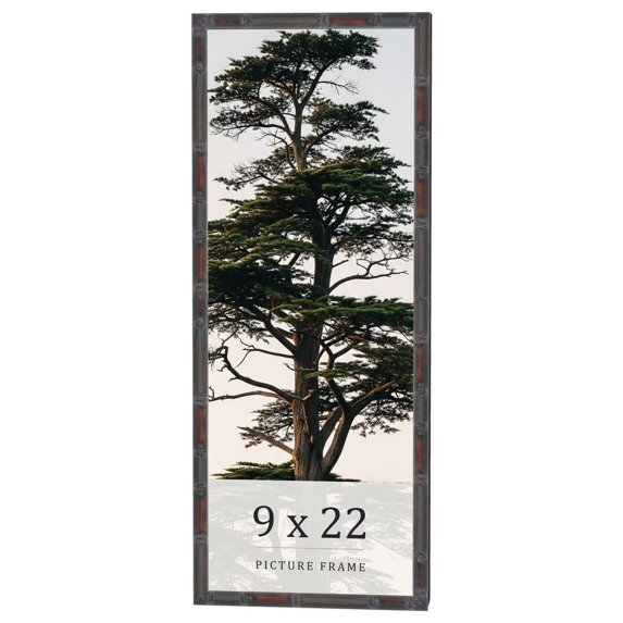 9x22 Frame Brown Bamboo with Dark Coffee/Walnut Finish | Solid Wood Picture Frame Width 0.75 Inches