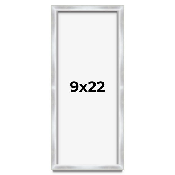 9x22 Frame Silver Whitewashed Wood Grain Solid Wood Shadow Box | 0.75 Inch Moulding Width | 0.75