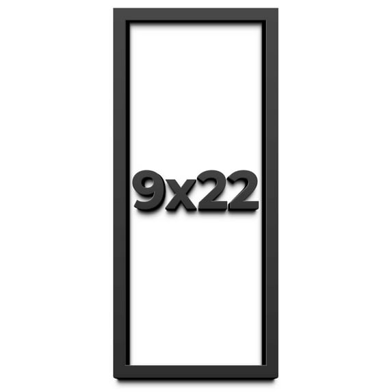 9x22 Shadow Box Frame Black | 1 inches Deep Real Wood Contemporary Shadowbox Display Frame | UV