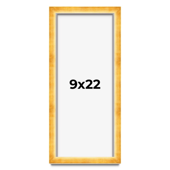 9x22 Shadow Box Frame Gold | 1.625 Inches Deep Real Wood Traditional Shadowbox Display Frame | UV
