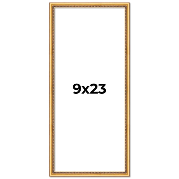 9x23 Frame Beaded Gold Solid Wood Picture Frame | 0.75 Inches Moulding Width | Liscio Oro