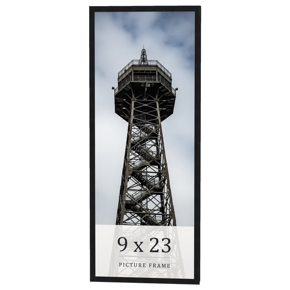 9x23 Frame Black Real Wood Picture Frame Width 0.75 inches | Interior Frame Depth 0.5 inches | Noir