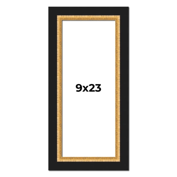 9x23 Frame Gold Real Wood Picture Frame Width 2.25 Inches | Interior Frame Depth 0.5 Inches |