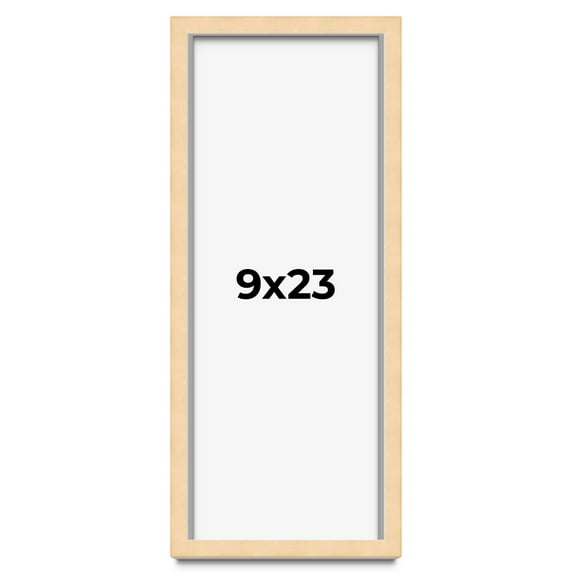 9x23 Frame Natural Wood Picture Frame | 0.75 Inch Moulding Width | with UV Acrylic Plexiglass, Foam