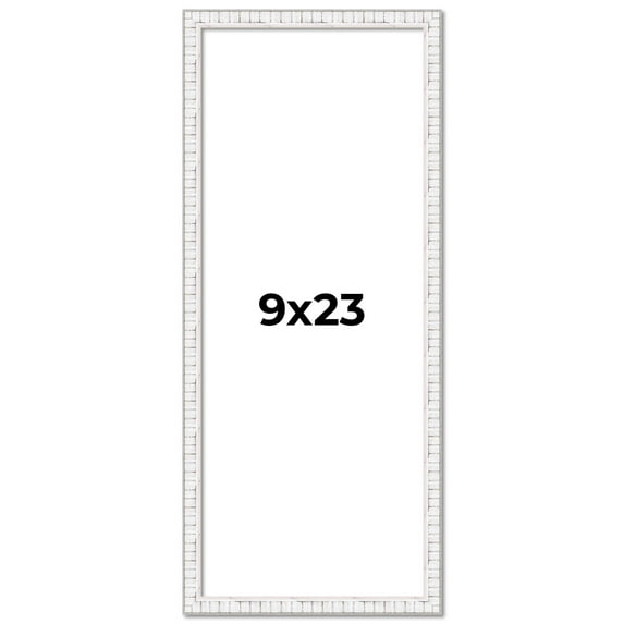 9x23 Frame White Scuffed Rustic Solid Wood Picture Frame | 0.75 Inch Moulding Width| Includes UV