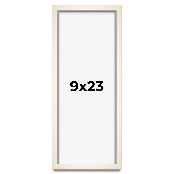 9x23 Shadow Box Cream of Wheat White Washed Display Frame | 0.875 Inches Deep Solid Wood Shadowbox