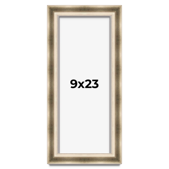 9x23 Shadow Box Frame Silver | 1.75 inches Deep Real Wood Traditional Shadowbox Display Frame | UV