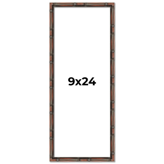 9x24 Frame Brown Bamboo with Dark Coffee/Walnut Finish | Solid Wood Picture Frame Width 0.75 Inches