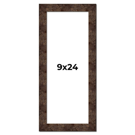 9x24 Frame Brown Burl Real Wood Picture Frame Width 1.625 Inches | Interior Frame Depth 0.5 Inches