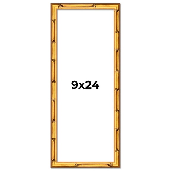 9x24 Frame Gold Bamboo Picture Frame - Complete Modern Photo Frame Includes UV Acrylic Shatter
