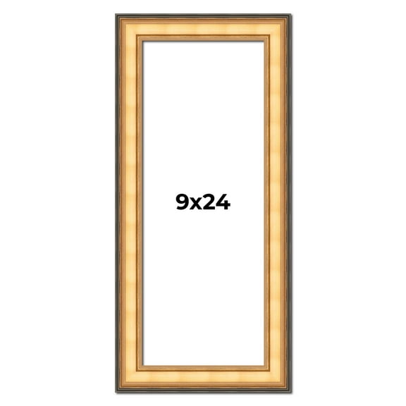 9x24 Frame Gold Plein Aire Solid Wood Picture Frame Width 2 Inches | Interior Frame Depth 0.5