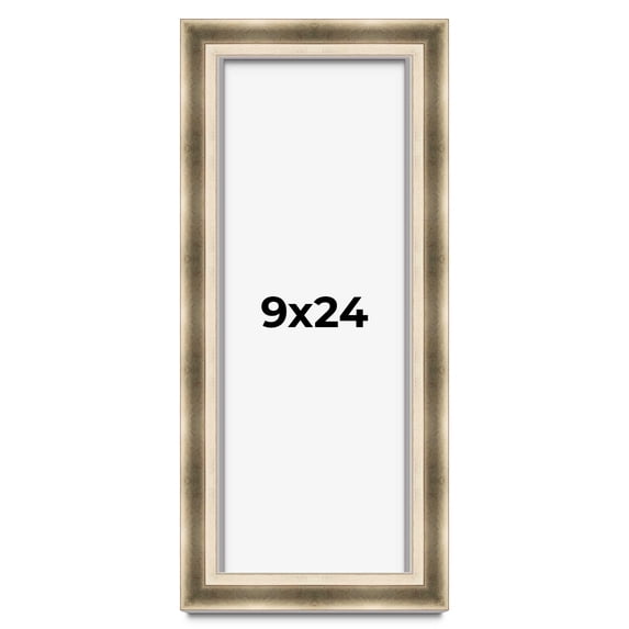 9x24 Shadow Box Frame Silver | 1.75 inches Deep Real Wood Traditional Shadowbox Display Frame | UV