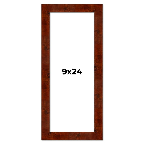 9x24 Walnut Brown Veneer Real Wood Picture Frame Width 1.75 inches | Interior Frame Depth 0.5
