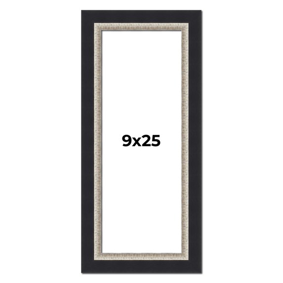 9x25 Frame Black Real Wood Picture Frame Width 2.25 Inches | Interior Frame Depth 0.5 Inches |