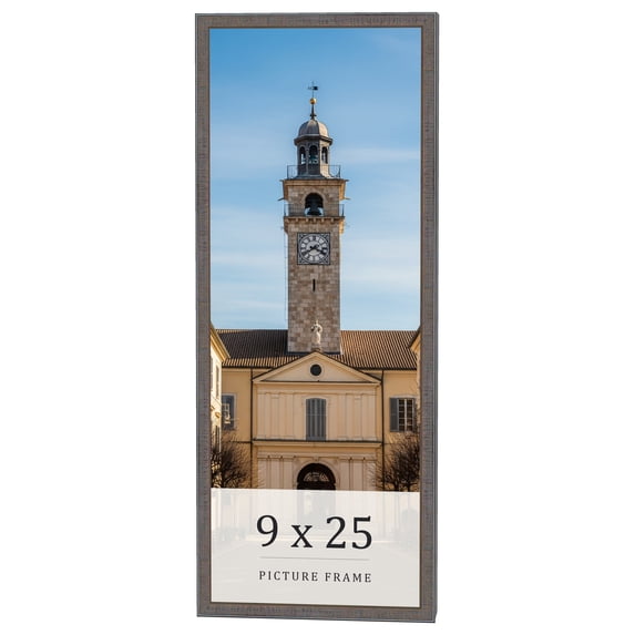 9x25 Frame Blue Kingsley Pewter Solid Wood Picture Frame Width 0.75 Inches |Interior Depth 0.5