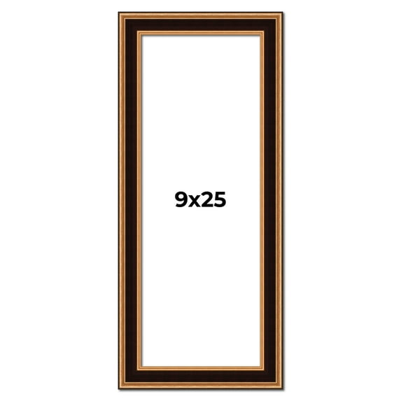 9x25 Frame Gold Brown Plein Air Vintage Solid Wood Picture Frame | 1.75 Inches Moulding Width |