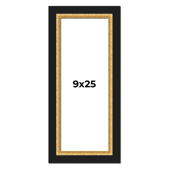9x25 Frame Gold Real Wood Picture Frame Width 2.25 Inches | Interior Frame Depth 0.5 Inches |
