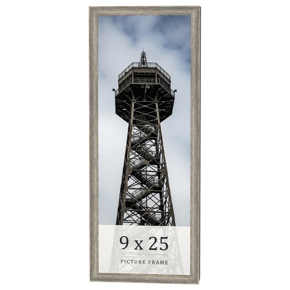 9x25 Frame Grey Solid Wood Picture Frame Width 1 Inches | Interior Frame Depth 0.5 Inches |
