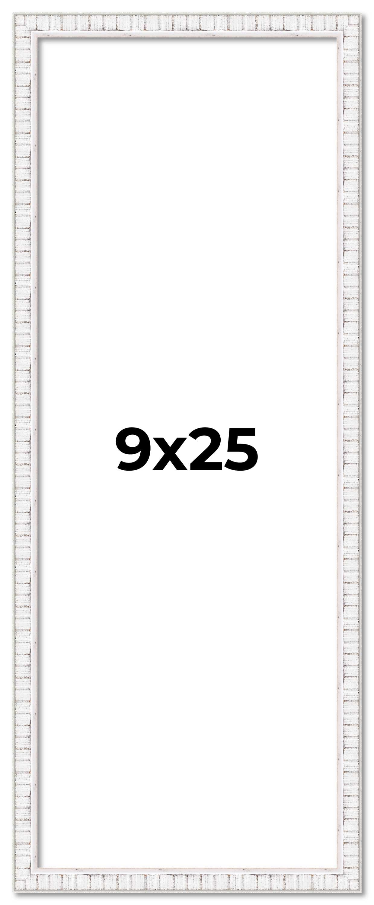 9x25 Frame White Scuffed Rustic Solid Wood Picture Frame | 0.75 Inch ...