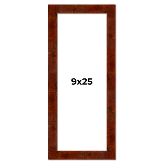 9x25 Walnut Brown Veneer Real Wood Picture Frame Width 1.75 inches | Interior Frame Depth 0.5