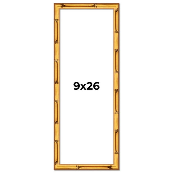9x26 Frame Gold Bamboo Solid Wood Picture Frame | 1 Inch Moulding Width | Interior Frame Depth 0.75