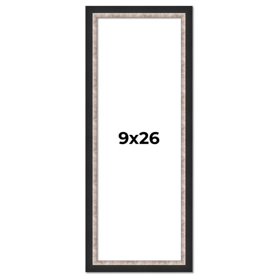 9x26 Frame Silver Real Wood Picture Frame Width 1.25 Inches | Interior Frame Depth 0.75 Inches |