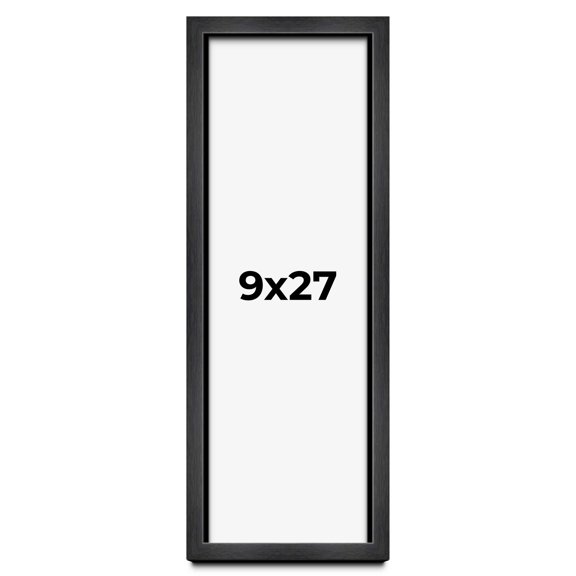 9x27 Frame Black Charcoal Grey Wood Textured Picture Frame | 0.75 Inch Moulding Width | Gunmetal