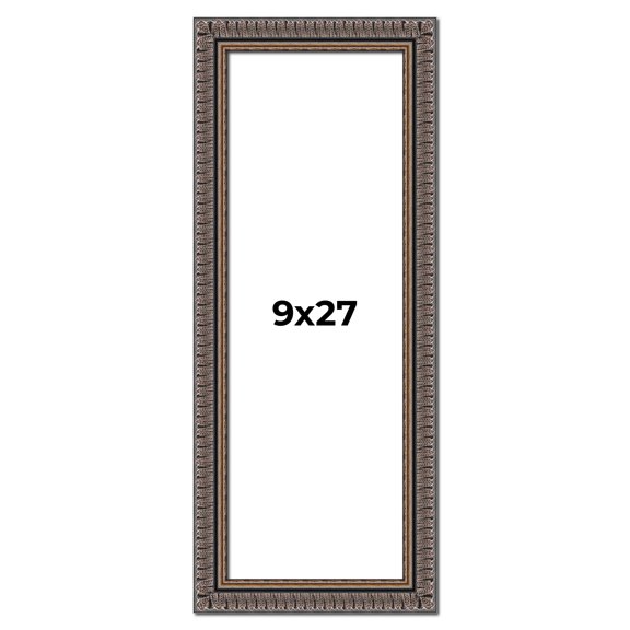9x27 Frame Black Feather Payton Ornate Solid Wood Picture Frame Width 1.75 Inches | Interior Depth
