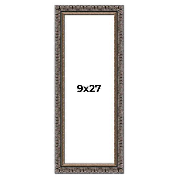 9x27 Frame Black Feather Payton Ornate Solid Wood Picture Frame Width 1.75 Inches | Interior Depth