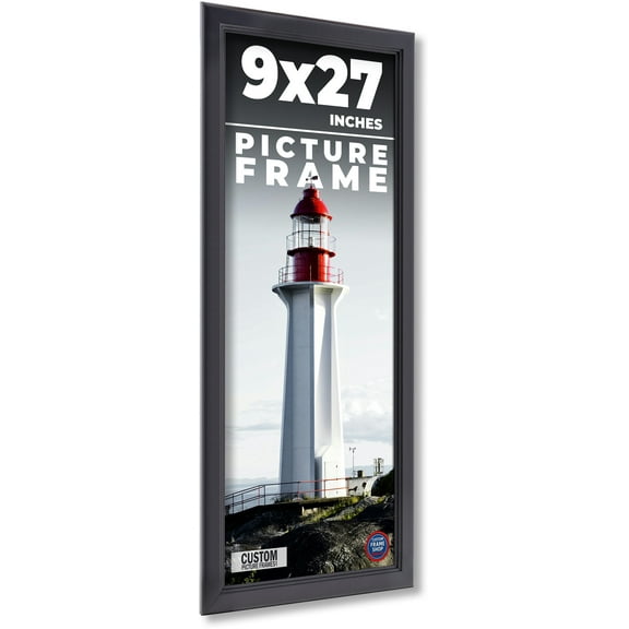 9x27 Frame Black Passaggi Solid Wood Picture Frame Width 1.5 Inches | Interior Frame Depth 0.5