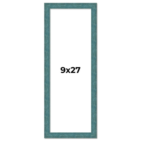 9x27 Frame Blue Rustic Barnwood Solid Wood Picture Frame Width 1.25 Inches | Interior Depth 0.5