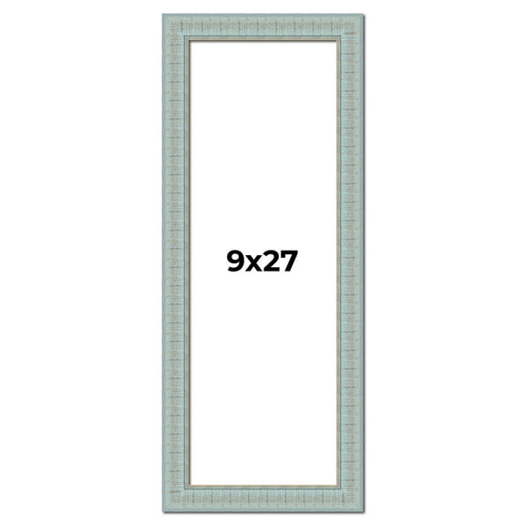 9x27 Frame Blue Teal Distressed Solid Wood Picture Frame | 1.625 Inch Moulding Width | Sonoma Blue