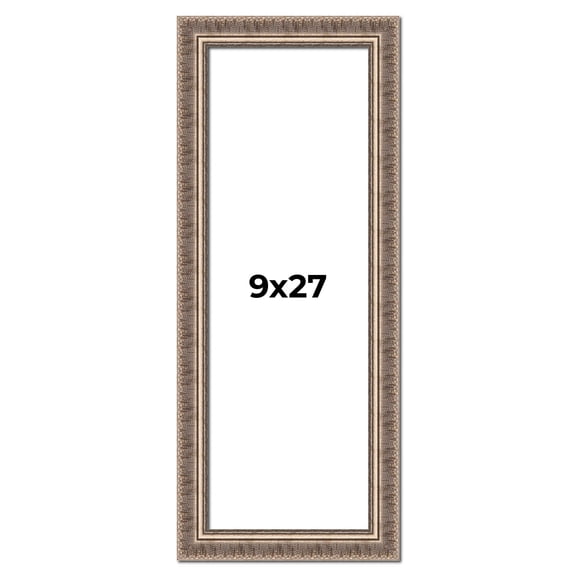9x27 Frame Silver Harvest Ornate Solid Wood Picture Frame | 1.75 Inch Moulding Width |Mayflower