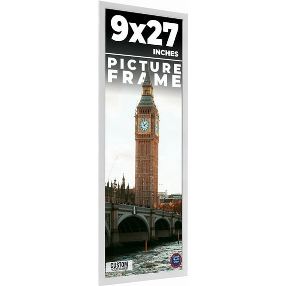 9x27 Frame White Real Wood Picture Frame Width 0.75 inches | Interior Frame Depth 0.5 inches |