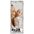 thumbnail image 1 of 9x28 Frame Silver Stainless Steel Solid Wood Picture Frame | 0.75 Inch Moulding Width | Includes UV, 1 of 8