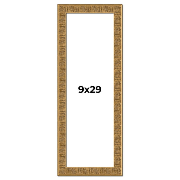 9x29 Frame Black and Gold Distressed Solid Wood Sonoma Picture Frame | 1.625 Inch Moulding Width |