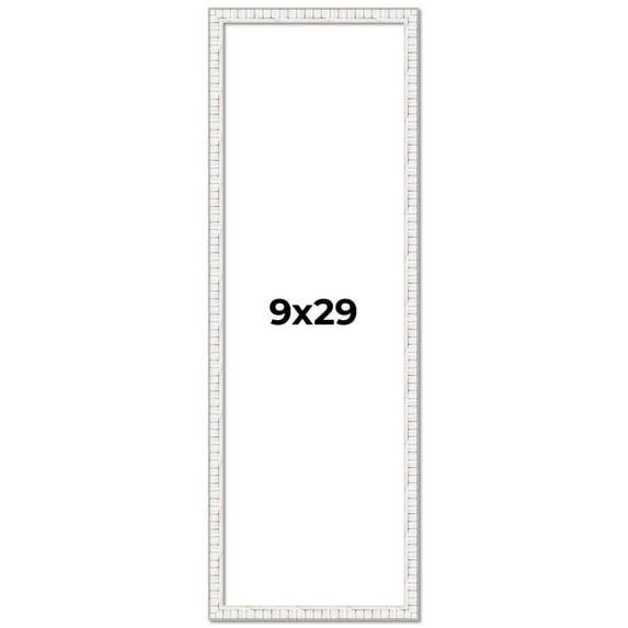 9x29 Frame White Scuffed Rustic Solid Wood Picture Frame | 0.75 Inch Moulding Width| Includes UV