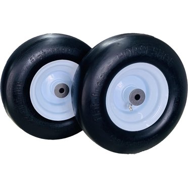 9x3.50-4 Flat Free Lawn Mower Tires - 4 Pack With 3/4 Bearings | Smooth Solid Tires For Zero Turn Mowers