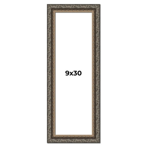 9x30 Frame Black Real Wood Picture Frame Width 2 inches | Interior Frame Depth 0.5 inches | Fitz