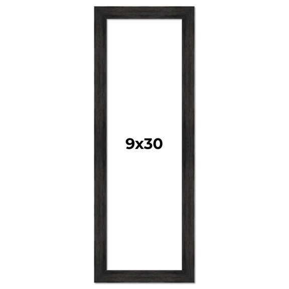 9x30 Frame Black Rustic Barnwood Solid Wood Picture Frame | 1.5 Inch Moulding Width | Includes UV