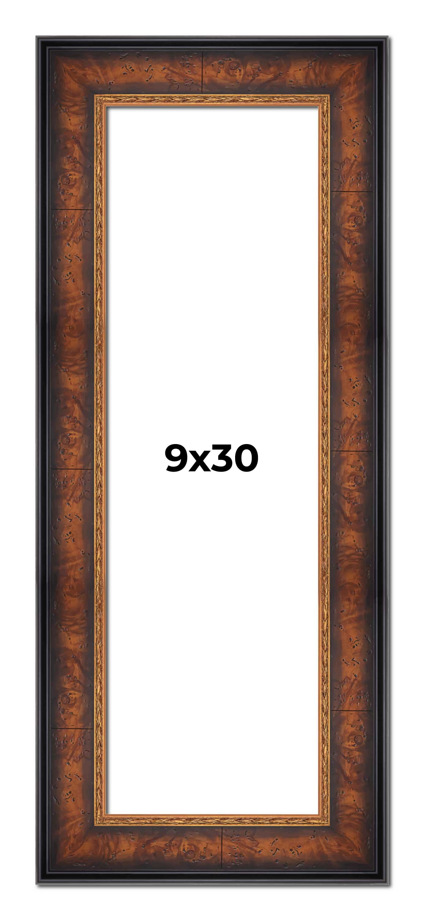 9x30 Frame Brown Walnut Gold Ornate Trim Solid Wood Plein Air Picture ...