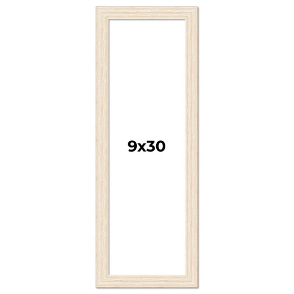 9x30 Frame White Barnwood Picture Frame Includes UV Acrylic Plexiglass, Acid Free Foam Backing