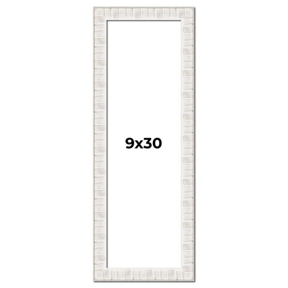 9x30 Frame White Sonoma Rustic Wood Picture Frame | 1.5 Inch Moulding Width | Complete with UV