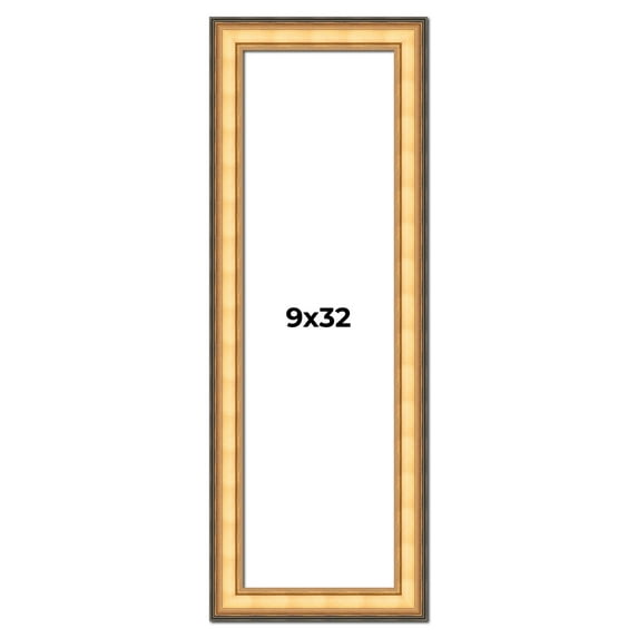 9x32 Frame Gold Plein Aire Solid Wood Picture Frame Width 2 Inches | Interior Frame Depth 0.5