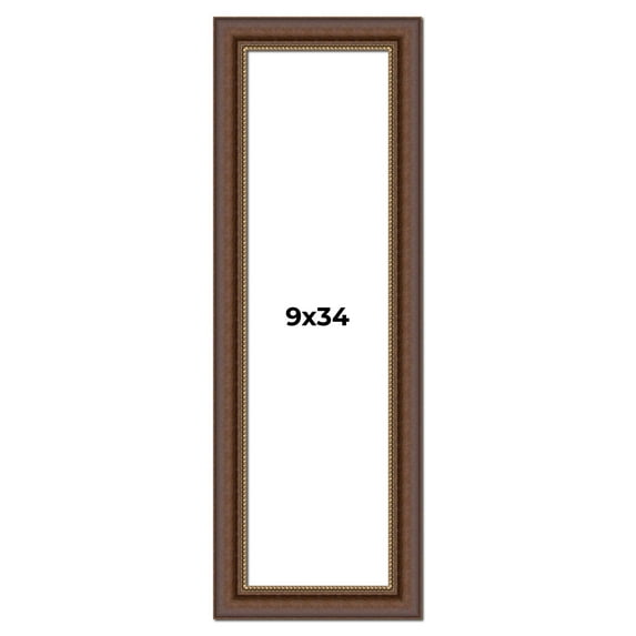 9x34 Copper and Brown Real Wood Picture Frame Width 2 inches | Interior Frame Depth 0.5 inches |