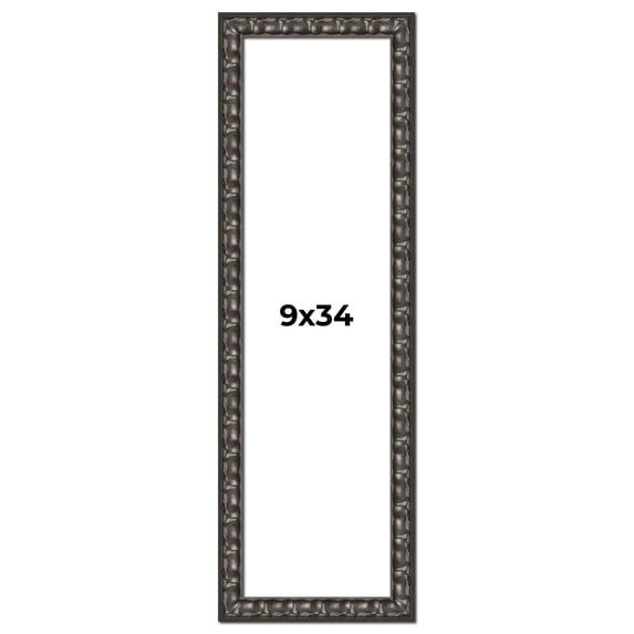 9x34 Frame Black-Brown Medieval Solid Wood Picture Frame | 1.5 Inch Moulding Width | Gotham Beveled