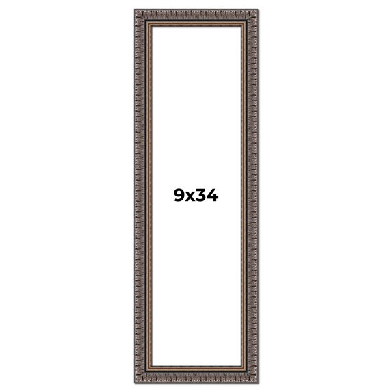 9x34 Frame Black Feather Payton Ornate Solid Wood Picture Frame Width 1.75 Inches | Interior Depth