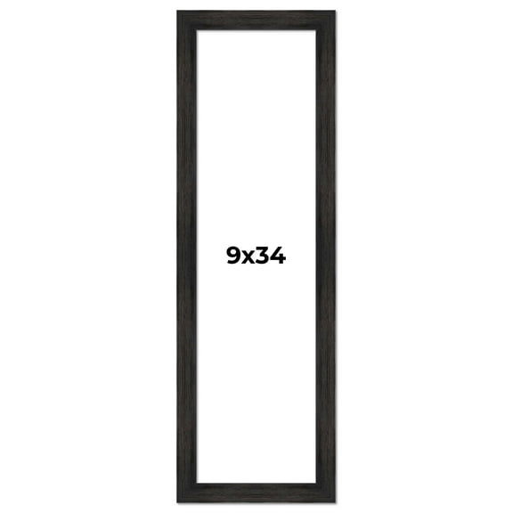 9x34 Frame Black Rustic Barnwood Solid Wood Picture Frame | 1.5 Inch Moulding Width | Includes UV