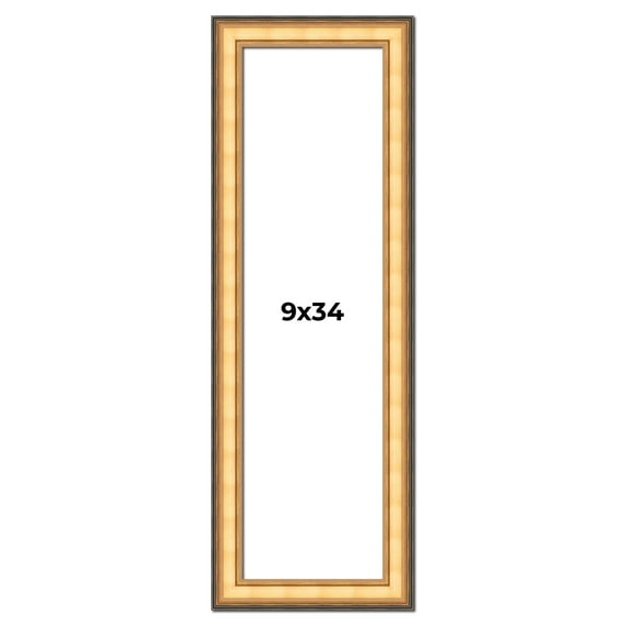 9x34 Frame Gold Plein Aire Solid Wood Picture Frame Width 2 Inches | Interior Frame Depth 0.5